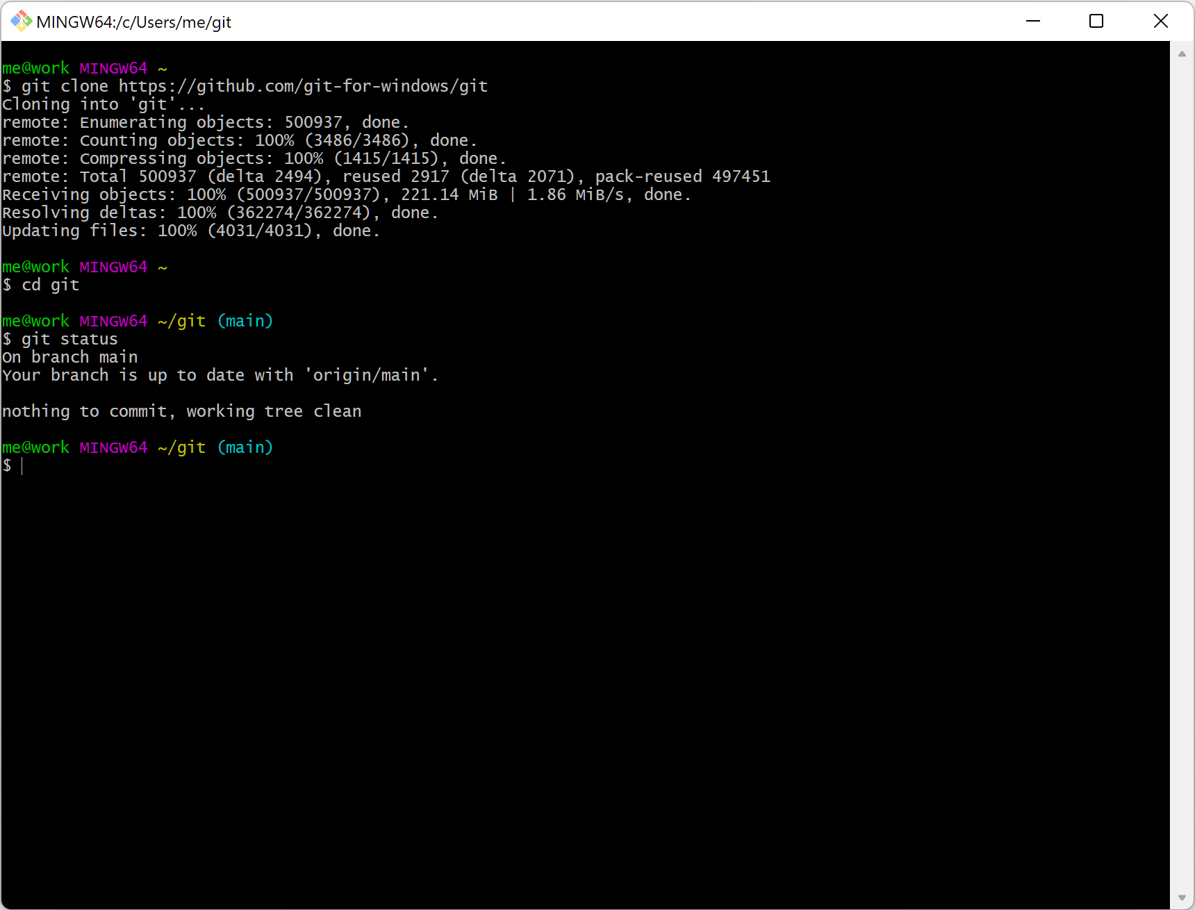screenshot of Git For Windows